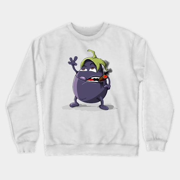 Smokin Eggplant - Funny Cartoons Crewneck Sweatshirt by Wilcox PhotoArt